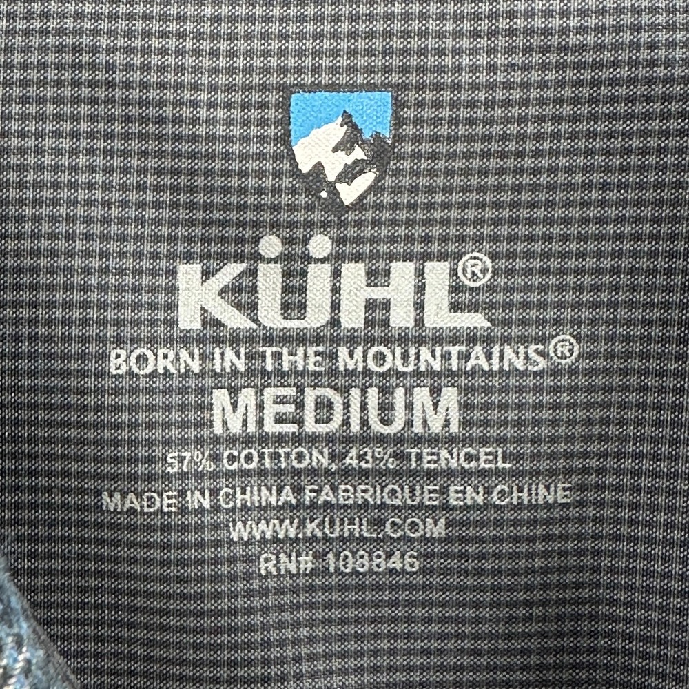 Kuhl Flannel Shirt Mens Medium Blue Plaid Long Sleeve Button Up Casual Outdoor - Picture 6 of 10
